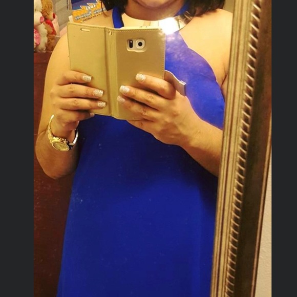 Charlotte Russe cobalt blue dress with gold banded - Picture 7 of 9